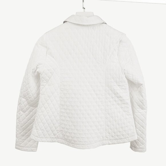 Burberry White Quilted Snap-Closure Peter Pan Collar Jacket - Picture 2 of 12